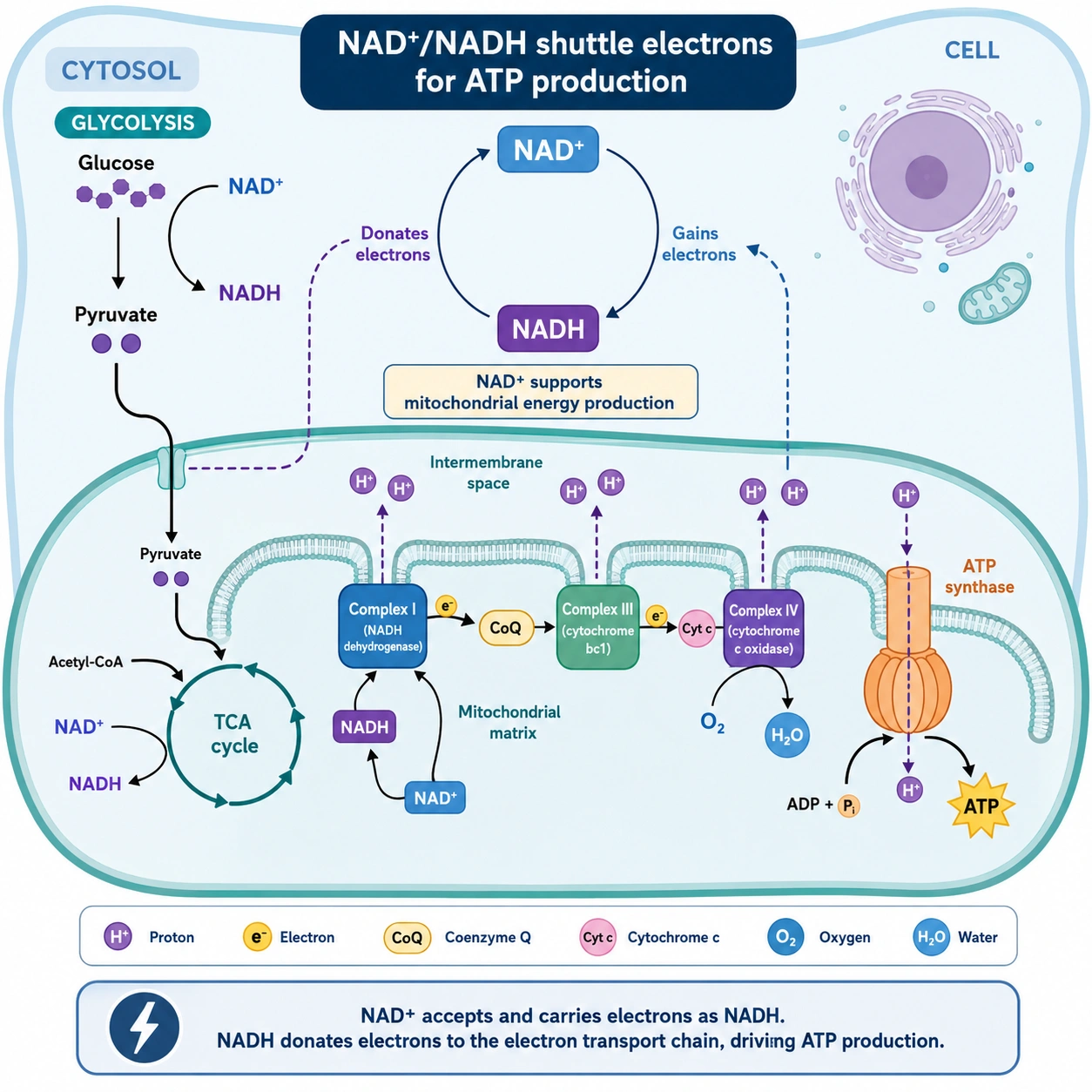 NAD+/NADH Pathway to ATP Production